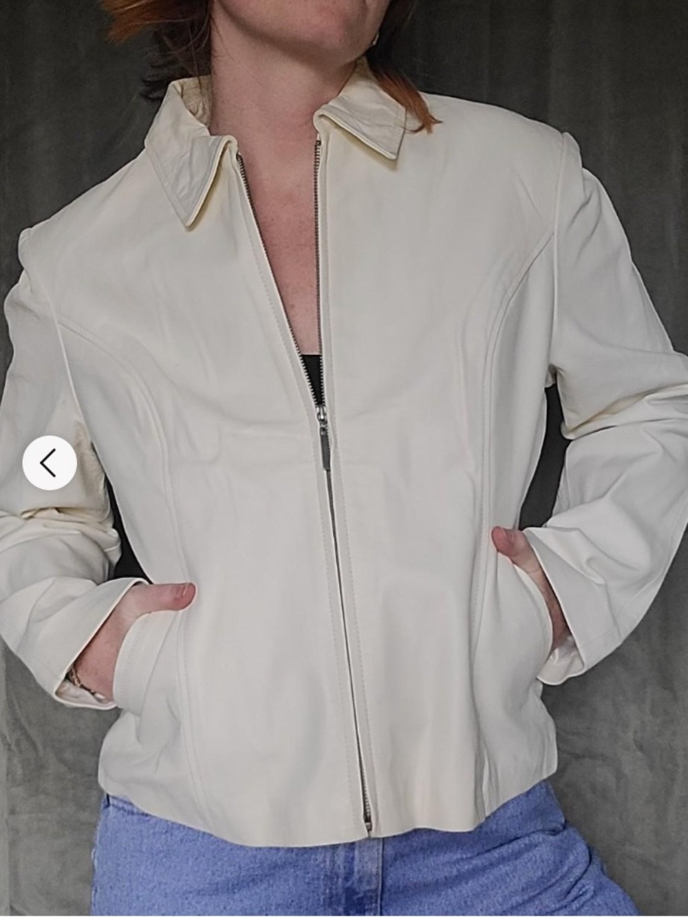 Vintage 100% White Leather Jacket